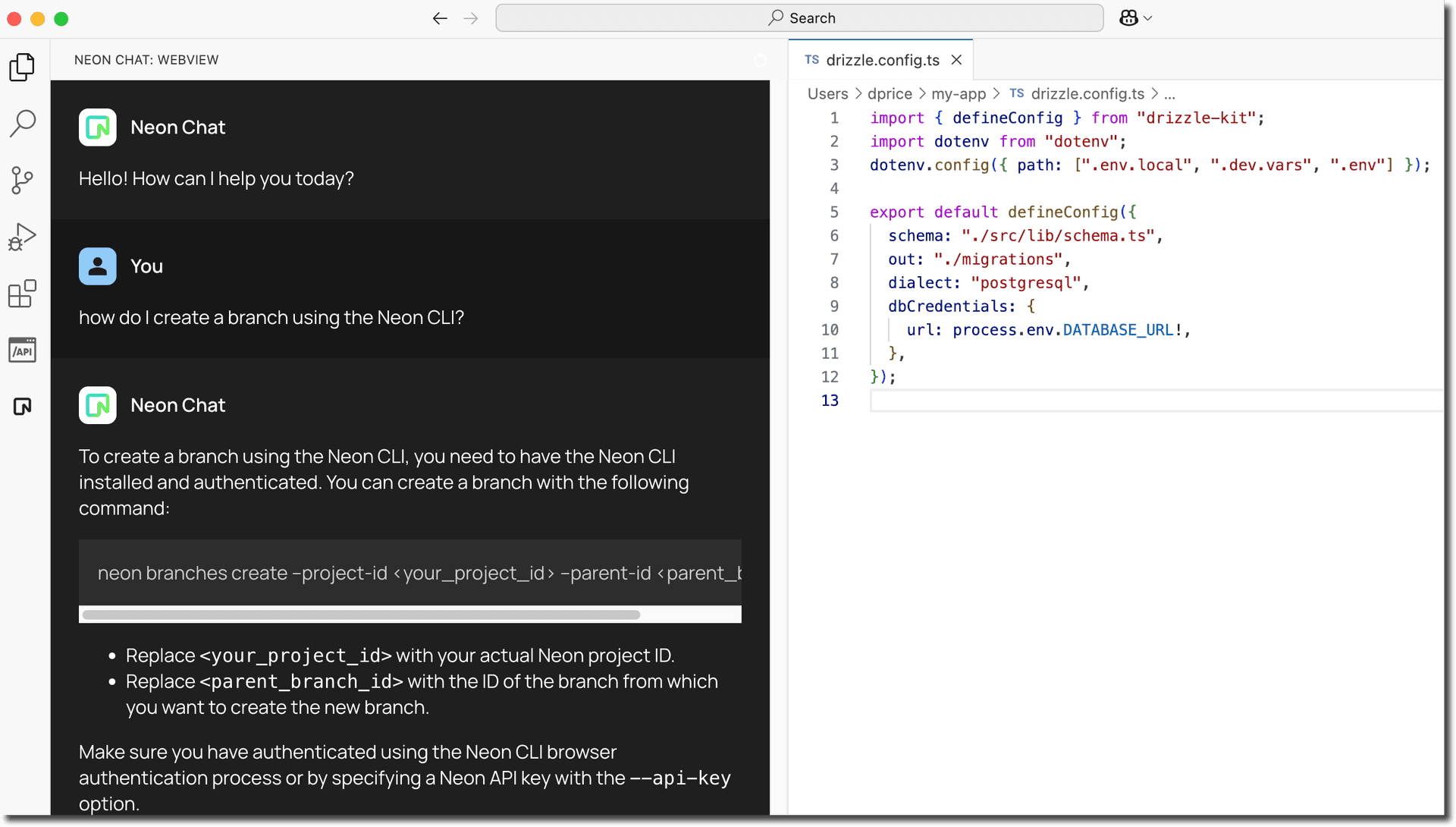 Neon Chat for Visual Studio Code